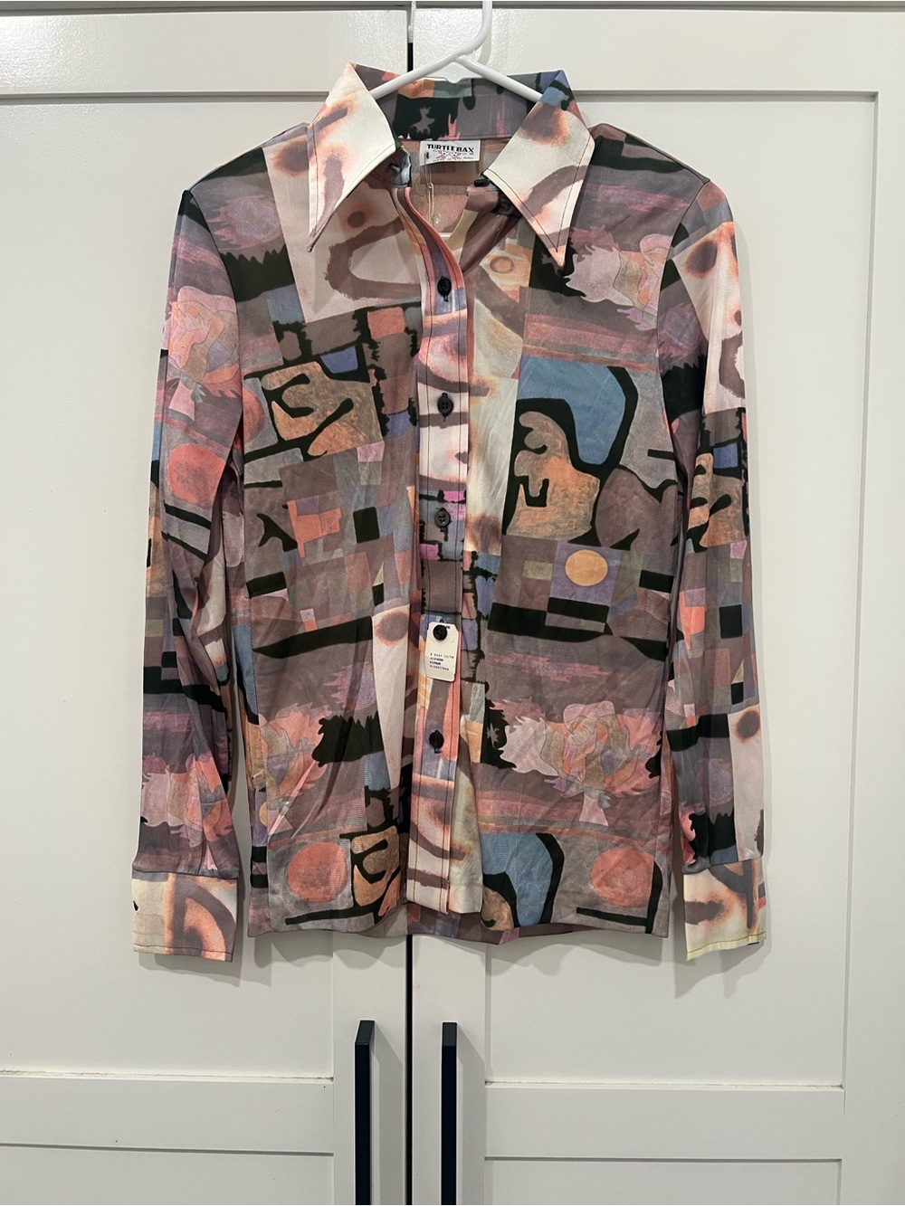 vintage Turtle Bax patterned button-down shirt size 13/14 NWT